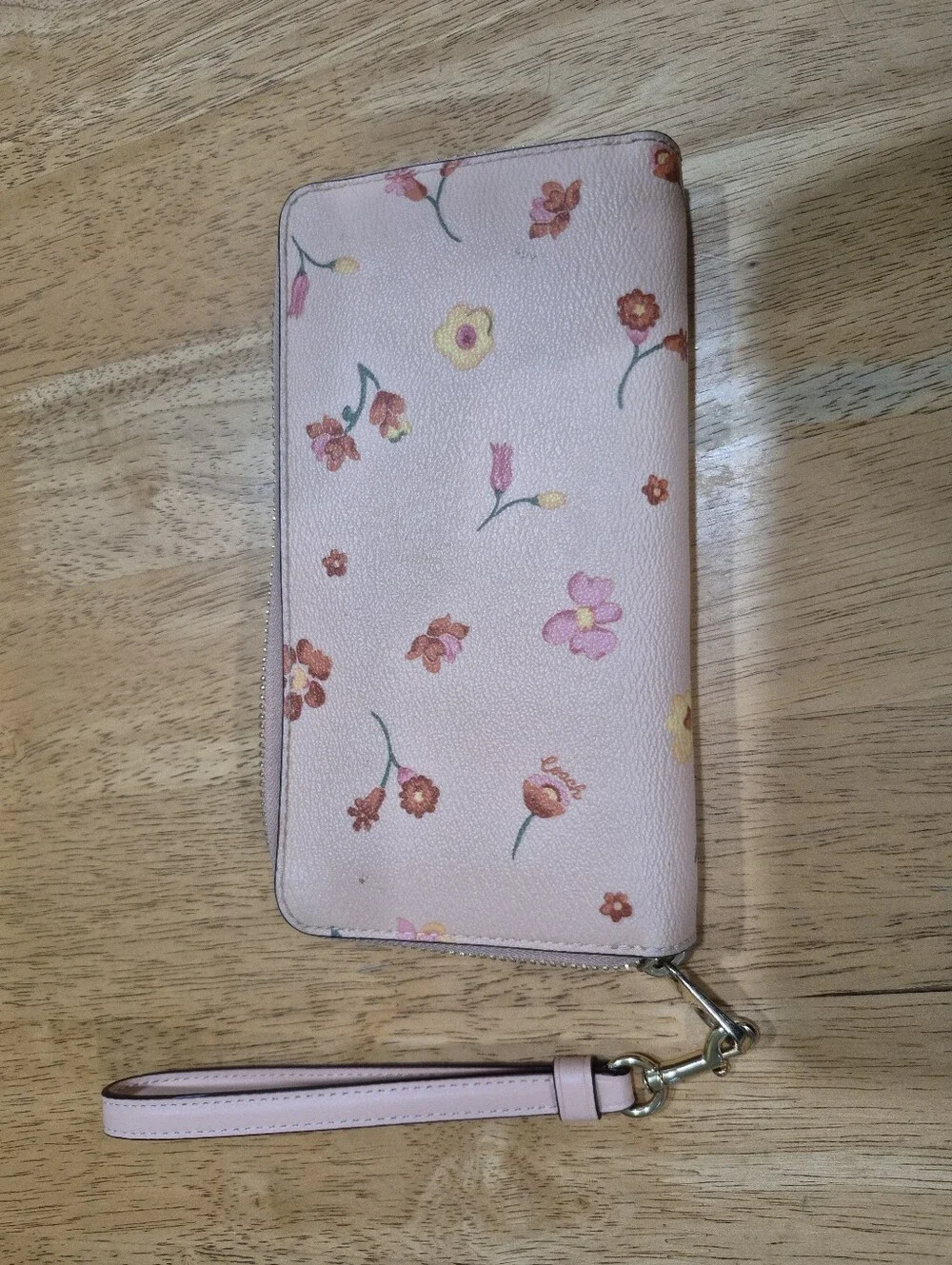 EUC Coach Zip Wristlet Mystical Floral Print in Pink